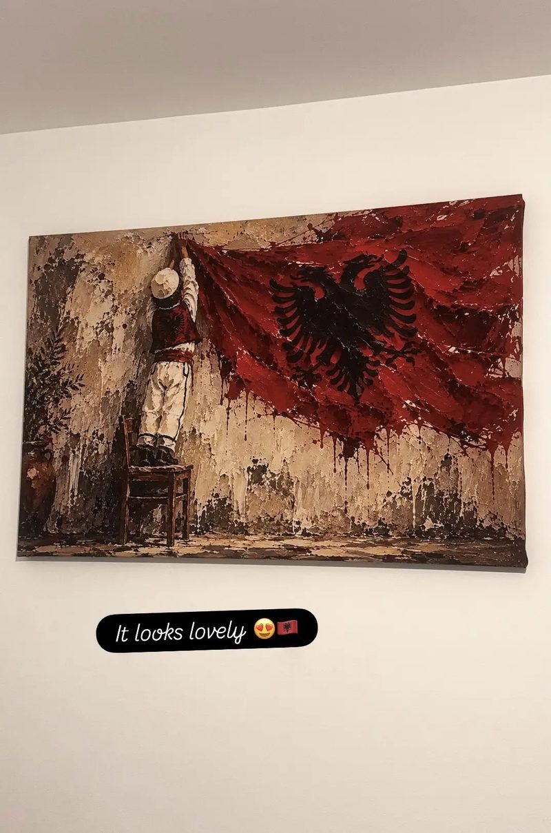 Echtes Kundenfoto mit Albanian Cultural Portrait Leinwand